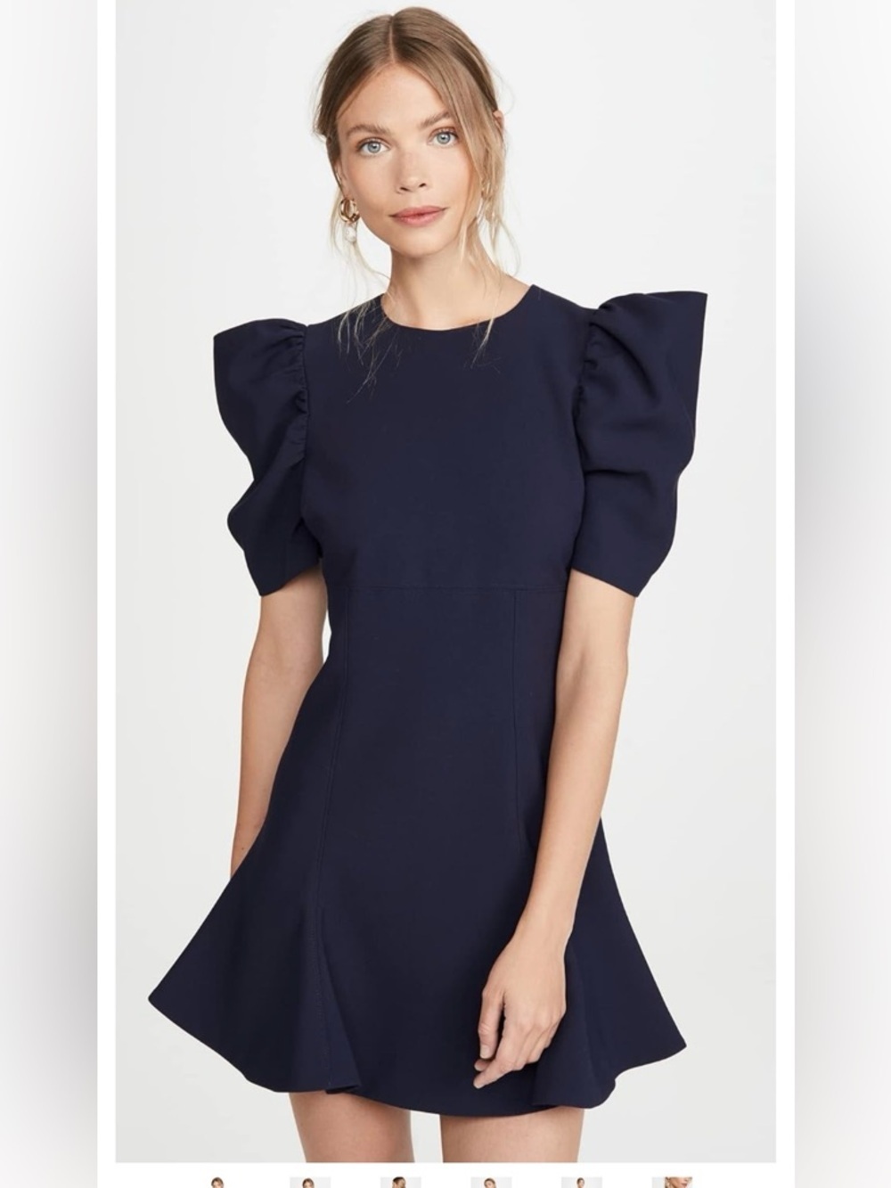 Likely navy Puff-Sleeve Fit & Flare Dress - Picture 4 of 16